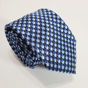 The Savile Row Company Blue Geometric Men's Silk Neck Tie Jacquard Fabric